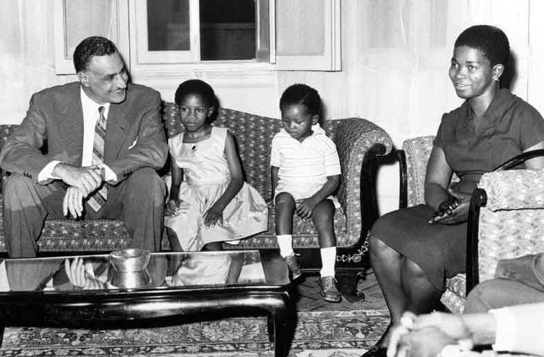 President Gamal Abdel Nasser receives the family of Congolese freedom fighter Patrice Lumumba